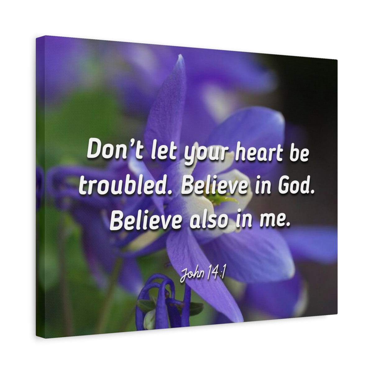 Scripture Canvas Believe In God, Believe Also In Me John 14:1 Christian Wall Art Bible Verse Print Ready to Hang
