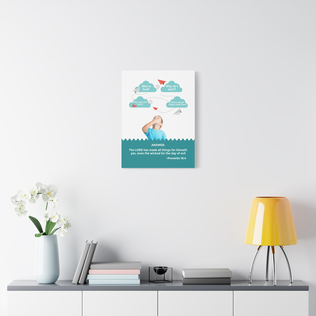 Scripture Canvas Day of Evil Proverbs 16:4 Christian Wall Art Bible Verse Print Ready to Hang