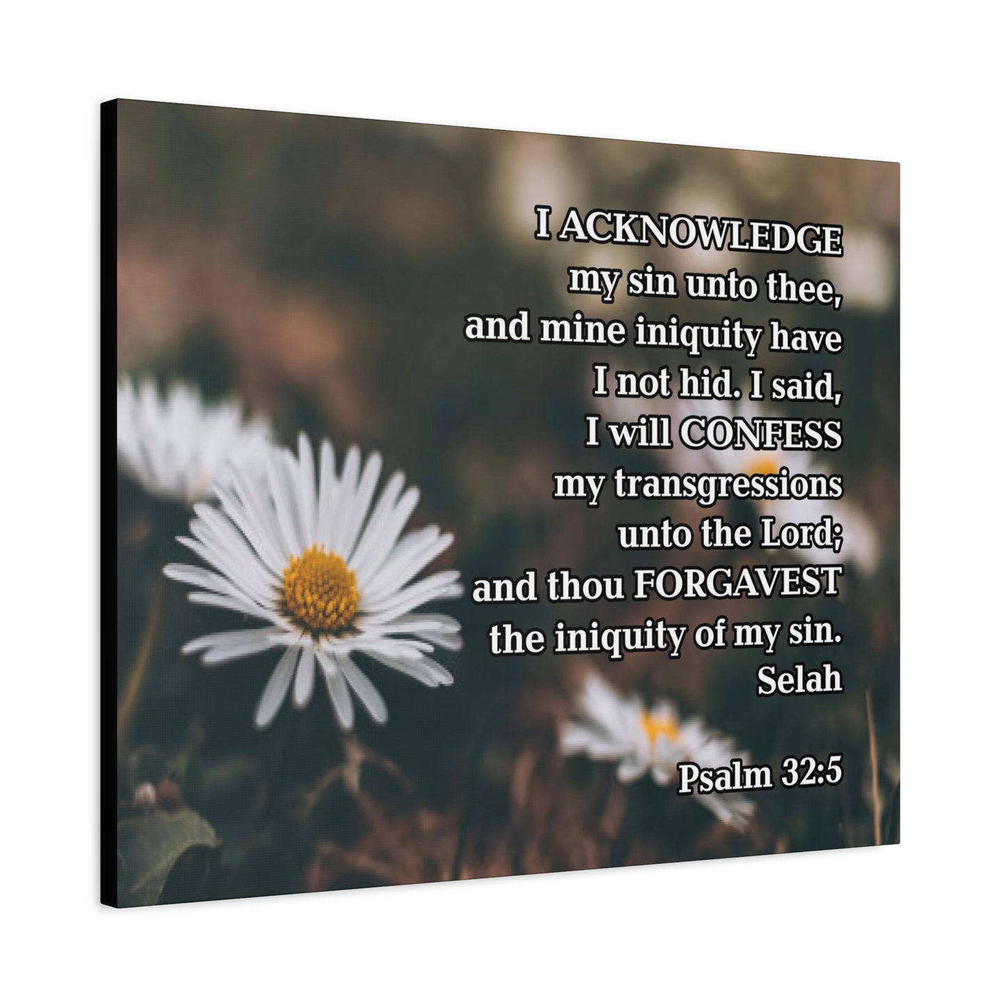 Bible Verse Canvas Acknowledge and Confess Unto the Lord Psalm 32:5 Wall Art Christian Home Decor