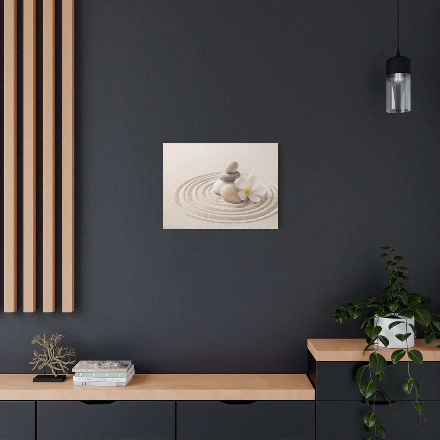 Stacked Zen Stones Forest Floral Nature Photography Canvas Wall Art for Home Decor Ready-to-Hang