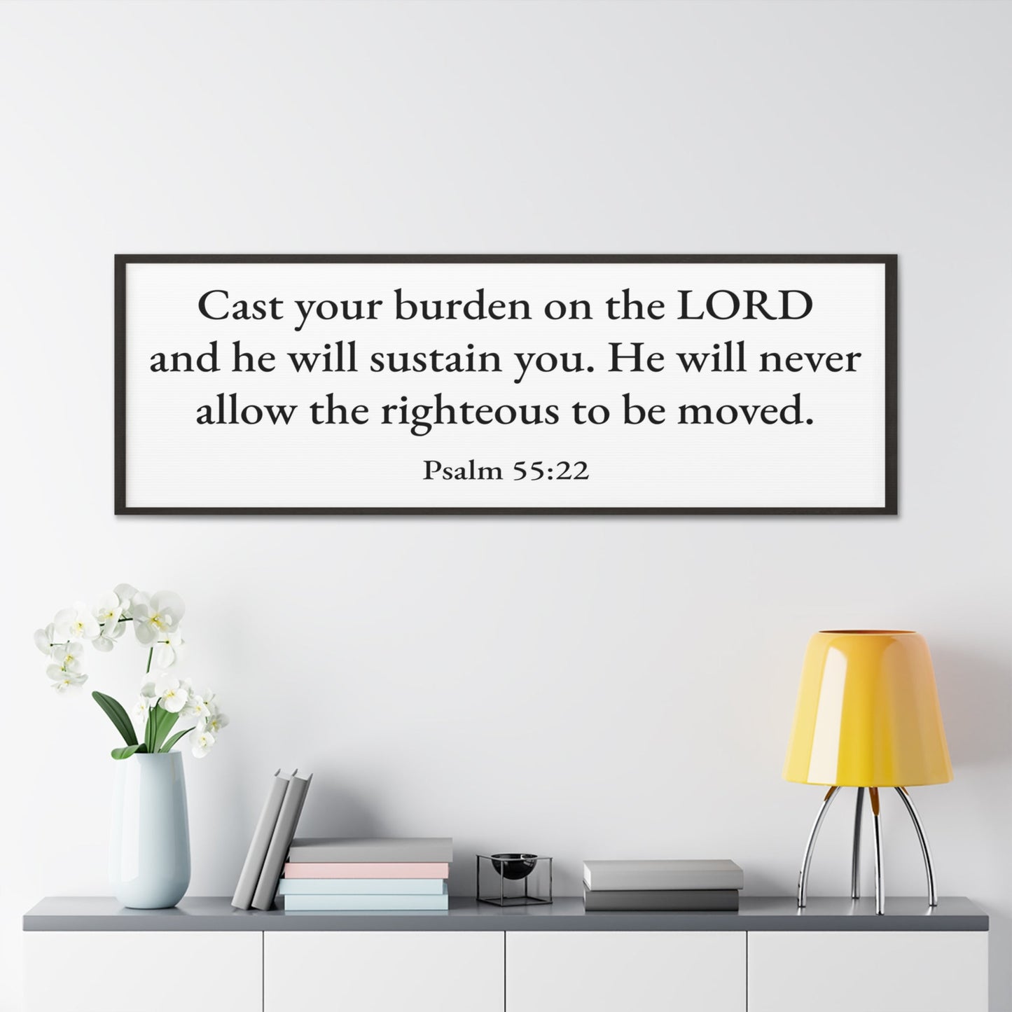 Scripture Walls Cast your Burdens Psalm‬ ‭55:22‬ White Bible Verse Canvas Christian Wall Art Ready to Hang Unframed-Express Your Love Gifts