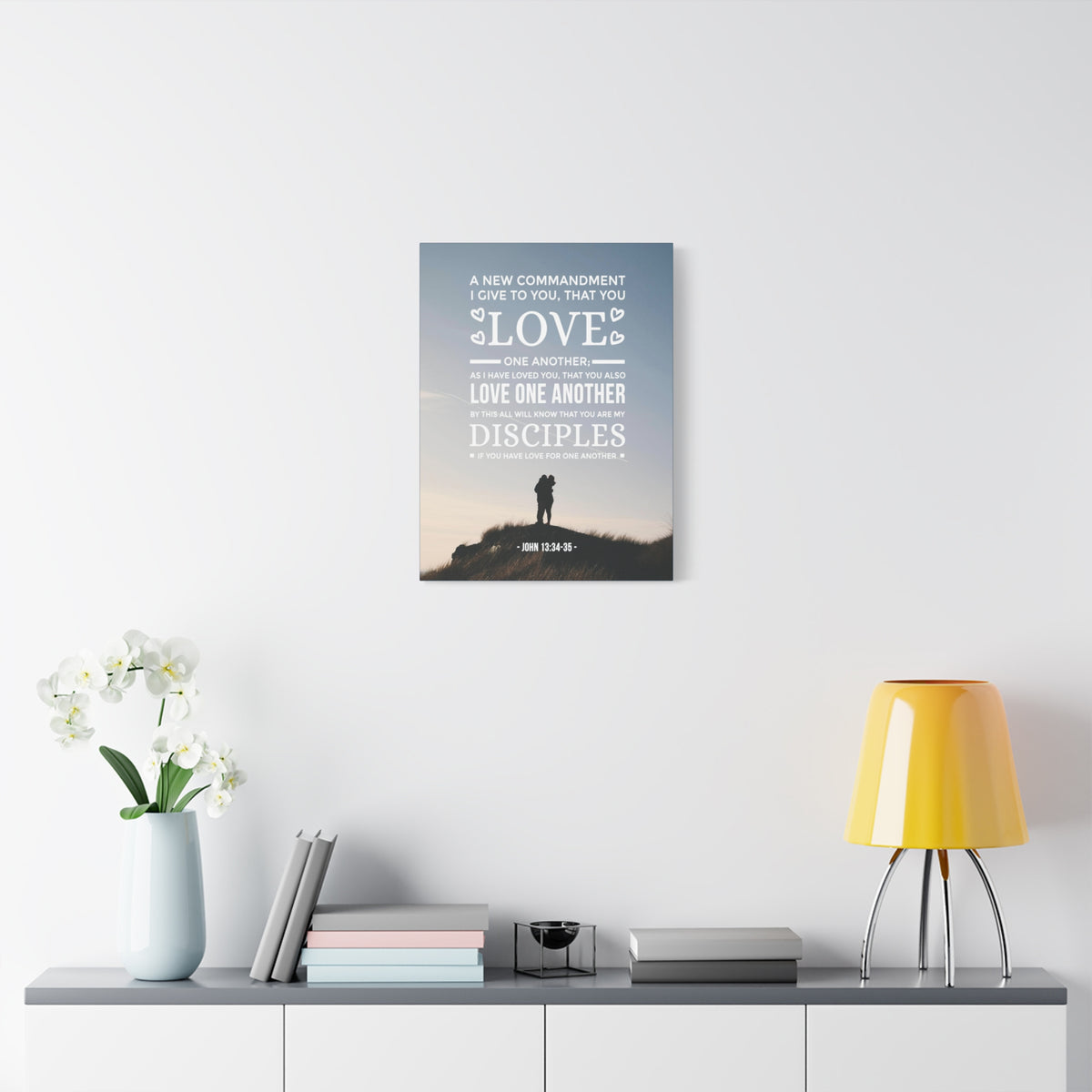 Scripture Canvas Love One Another John 13:34-35 Christian Wall Art Bible Verse Print Ready to Hang