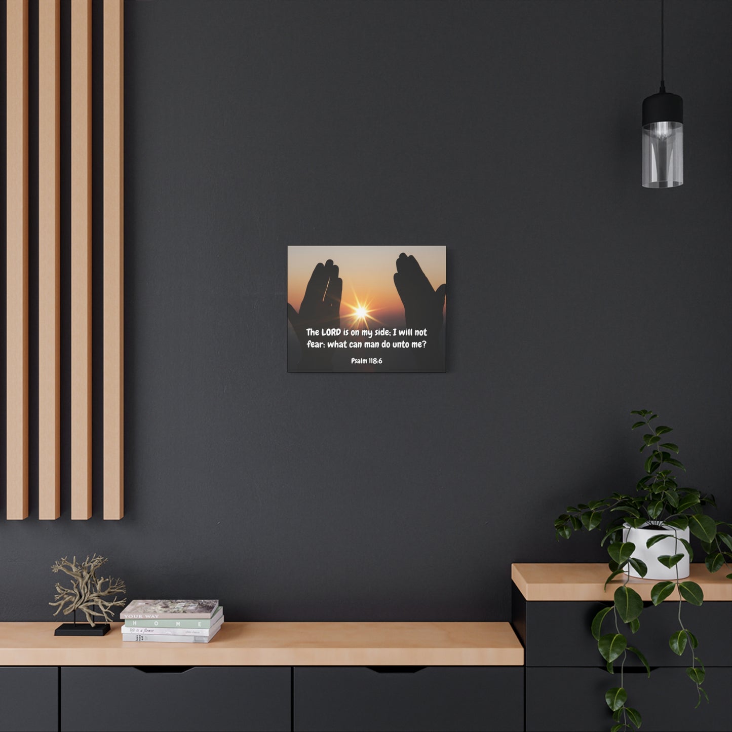 Scripture Canvas God Is On My Side Psalm 118:6 Christian Wall Art Bible Verse Print Ready to Hang
