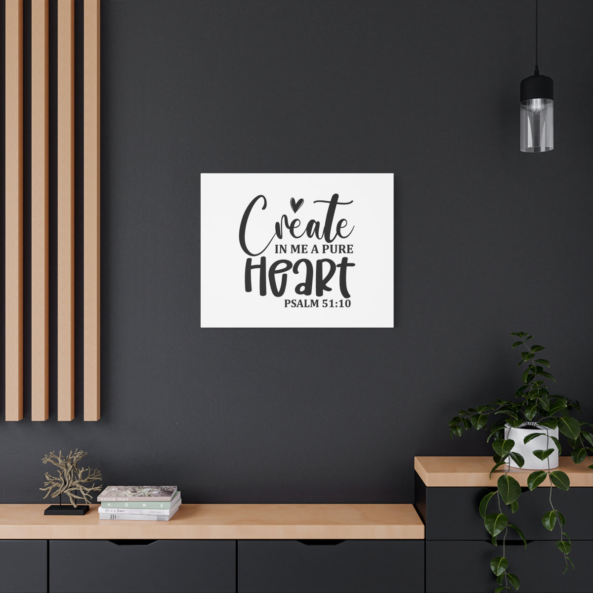 Scripture Canvas Pure Heart Psalm 51:10 Christian Wall Art Bible Verse Print Ready to Hang