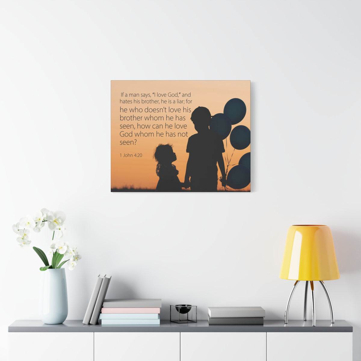 Scripture Canvas I Love God 1 John 4:20 Christian Wall Art Bible Verse Print Ready to Hang