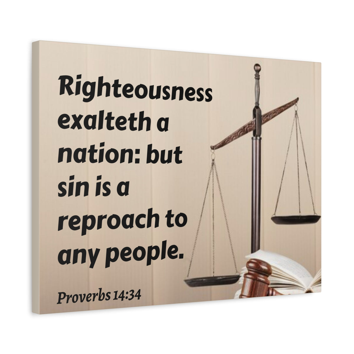 Scripture Canvas Righteousness Proverbs 14:34 Christian Wall Art Bible Verse Print Ready to Hang