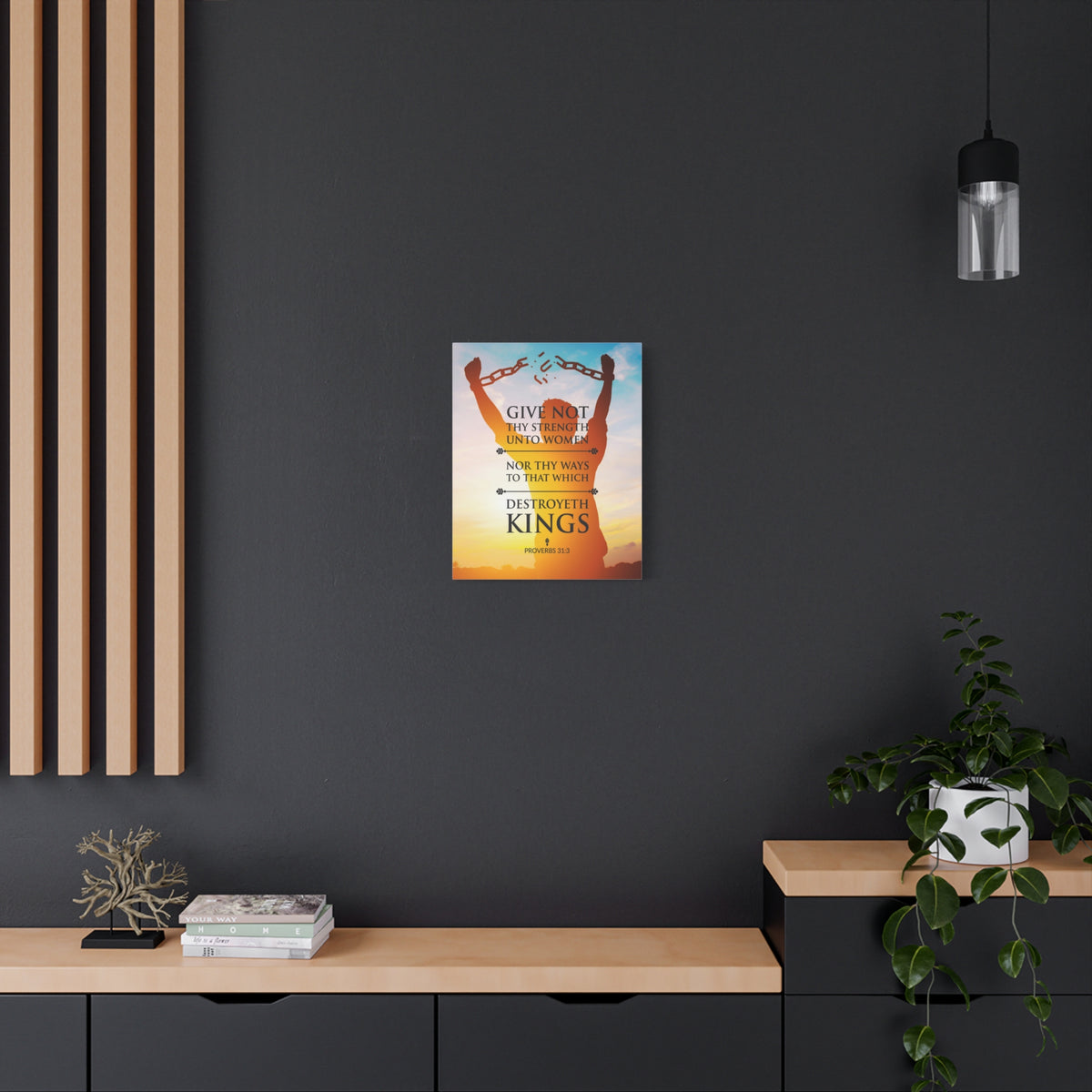 Scripture Canvas Destroyeth Kings Proverbs 31:3 Christian Wall Art Bible Verse Print Ready to Hang