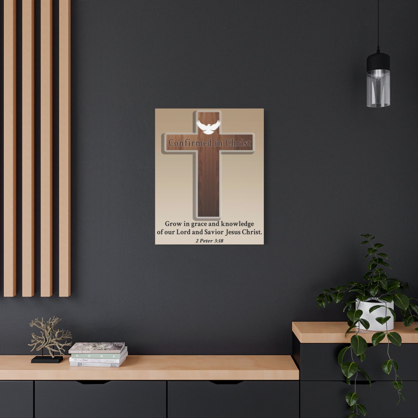 Scripture Walls 2 Peter 3:18 Confirmed in Christ Cross Bible Canvas Christian Wall Art Ready to Hang Unframed