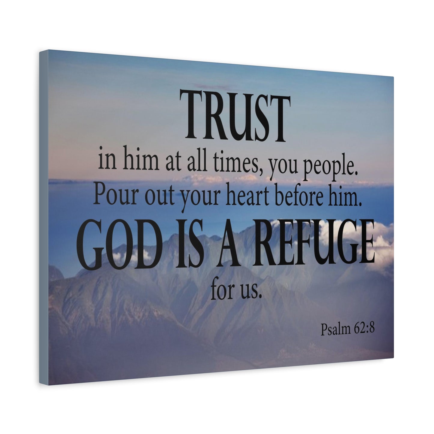 Bible Verse Canvas God is Refuge for Us Psalm 62:8 Wall Art Christian Home Decor
