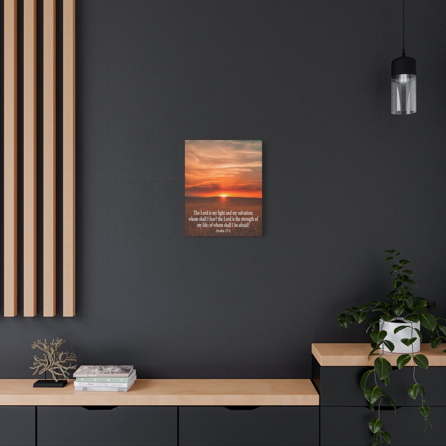 Bible Verse Canvas Lord is My Salvation Psalm 27:1 Christian Wall Décor Scripture Art Ready to Hang