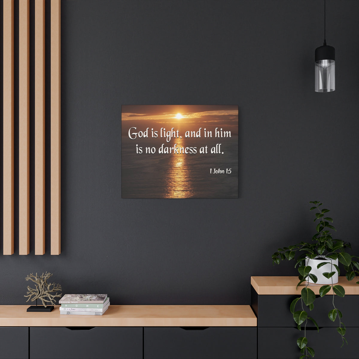 Scripture Canvas God is Light 1 John 1:5 Christian Wall Art Bible Verse Print Ready to Hang