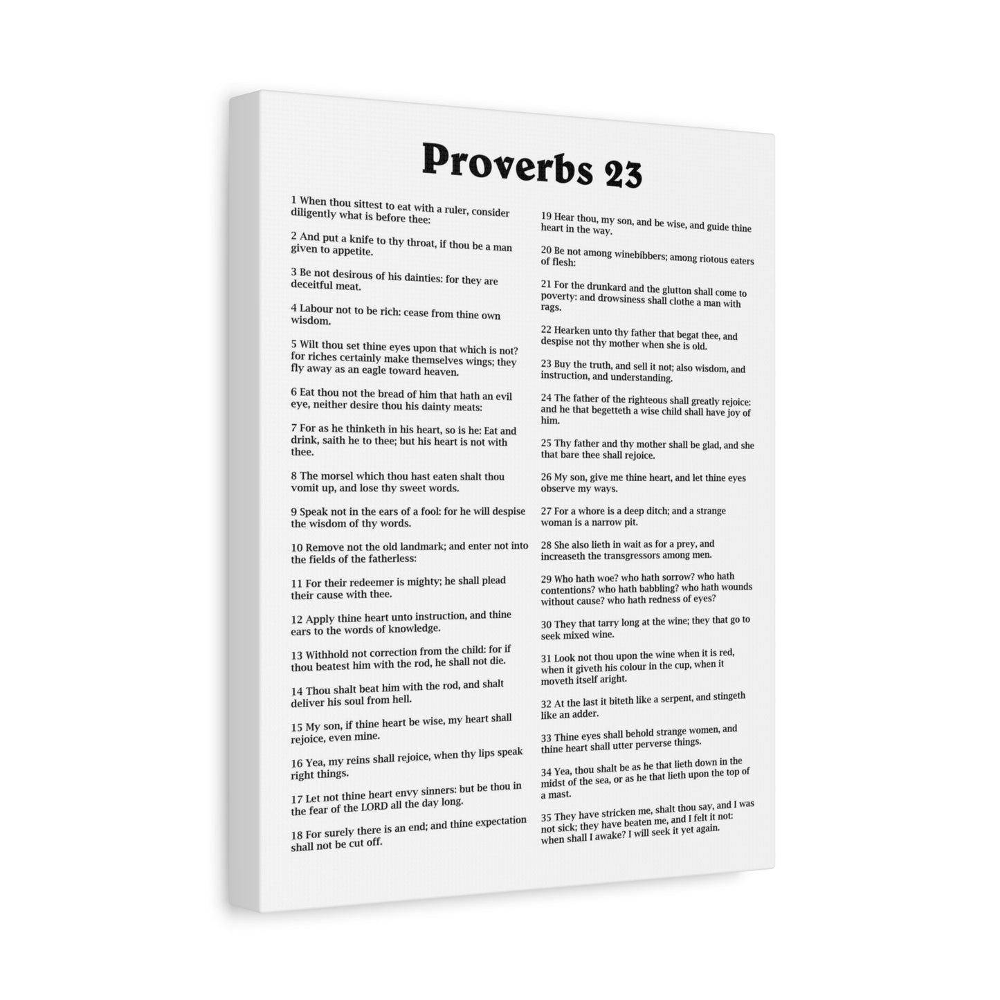 Scripture Walls Proverbs Chapter 23 White Bible Canvas Christian Wall Art Ready to Hang Unframed