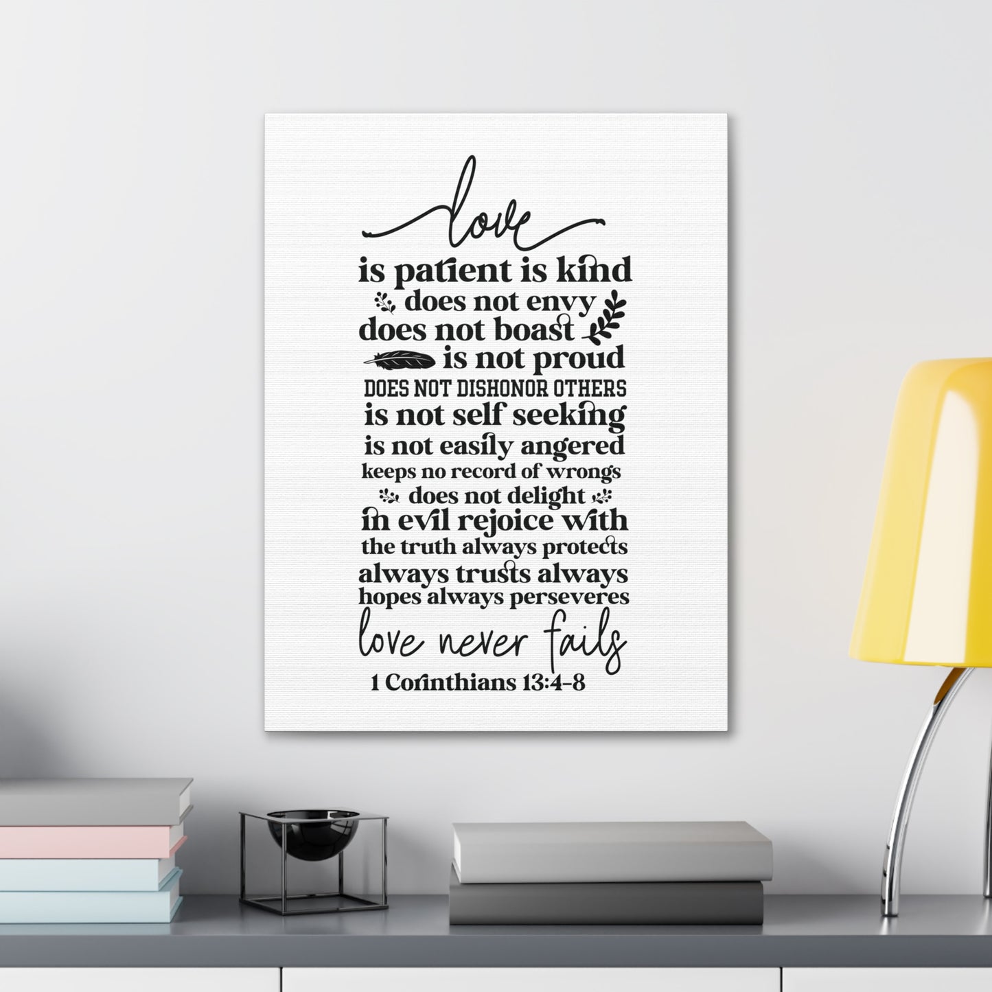 1 Corinthians 13:4-8 Love Is Bible Verse Canvas Christian Wall Art Ready to Hang Unframed