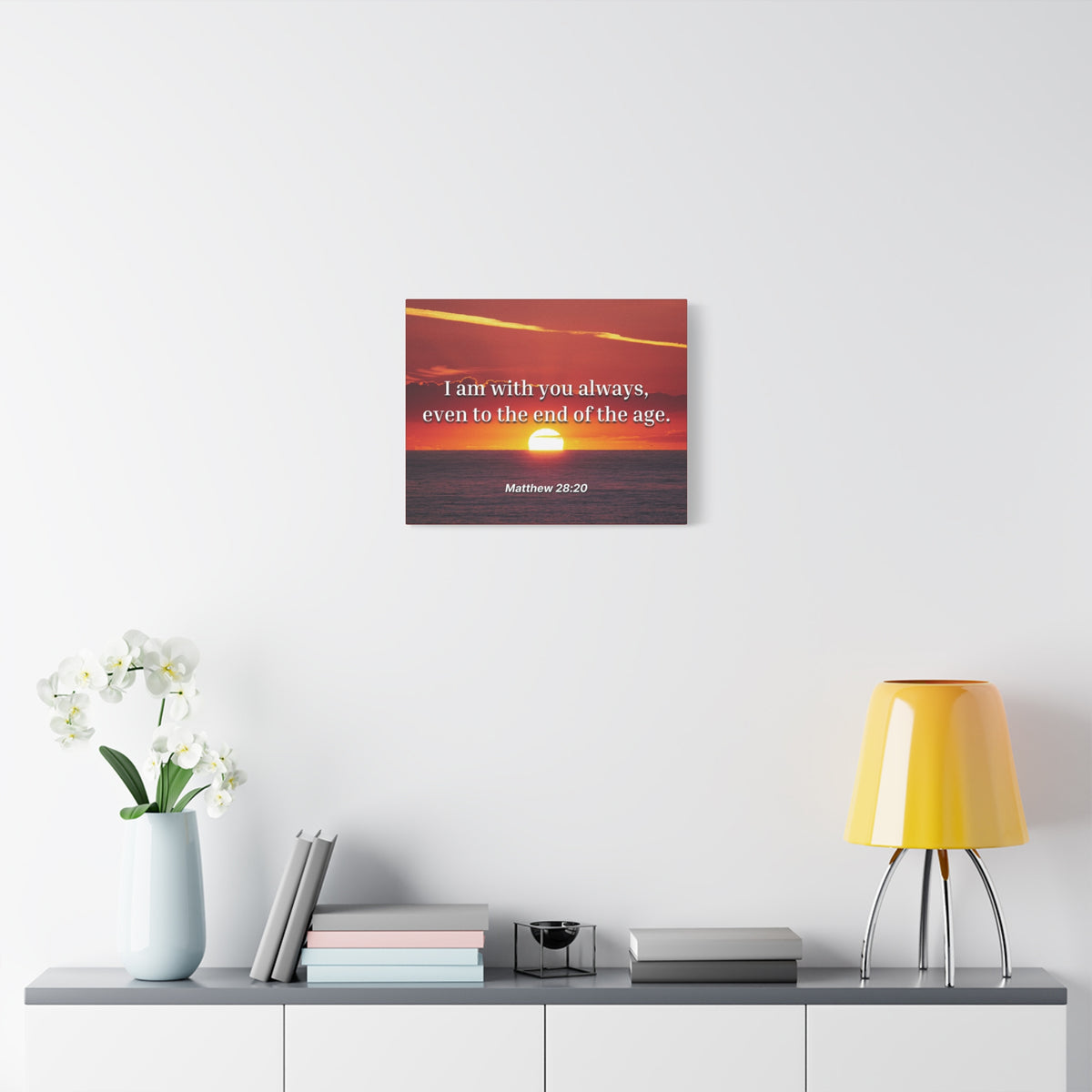 Scripture Canvas Unto The End Matthew 28:20 Christian Wall Art Bible Verse Print Ready to Hang