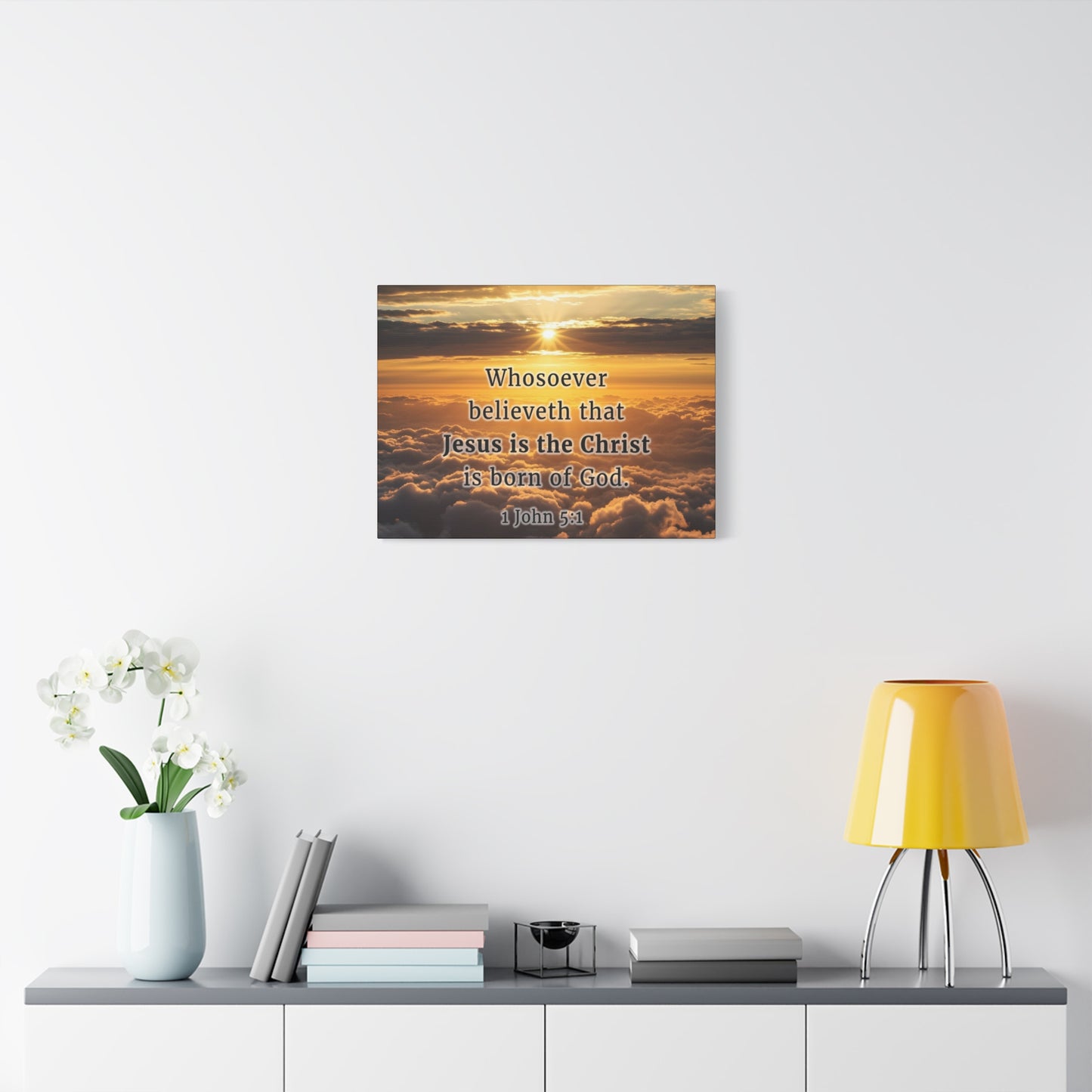 Scripture Walls 1 John 5:1 Born of God Sun Bible Verse Canvas Christian Wall Art Ready to Hang Unframed