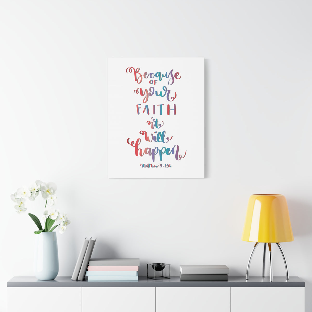 Scripture Canvas It Will Happen Matthew 9:29 Christian Wall Art Bible Verse Print Ready to Hang