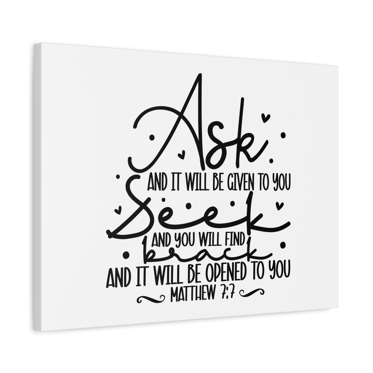 Scripture Canvas Opened To You Matthew 7:7 Christian Wall Art Bible Verse Print Ready to Hang
