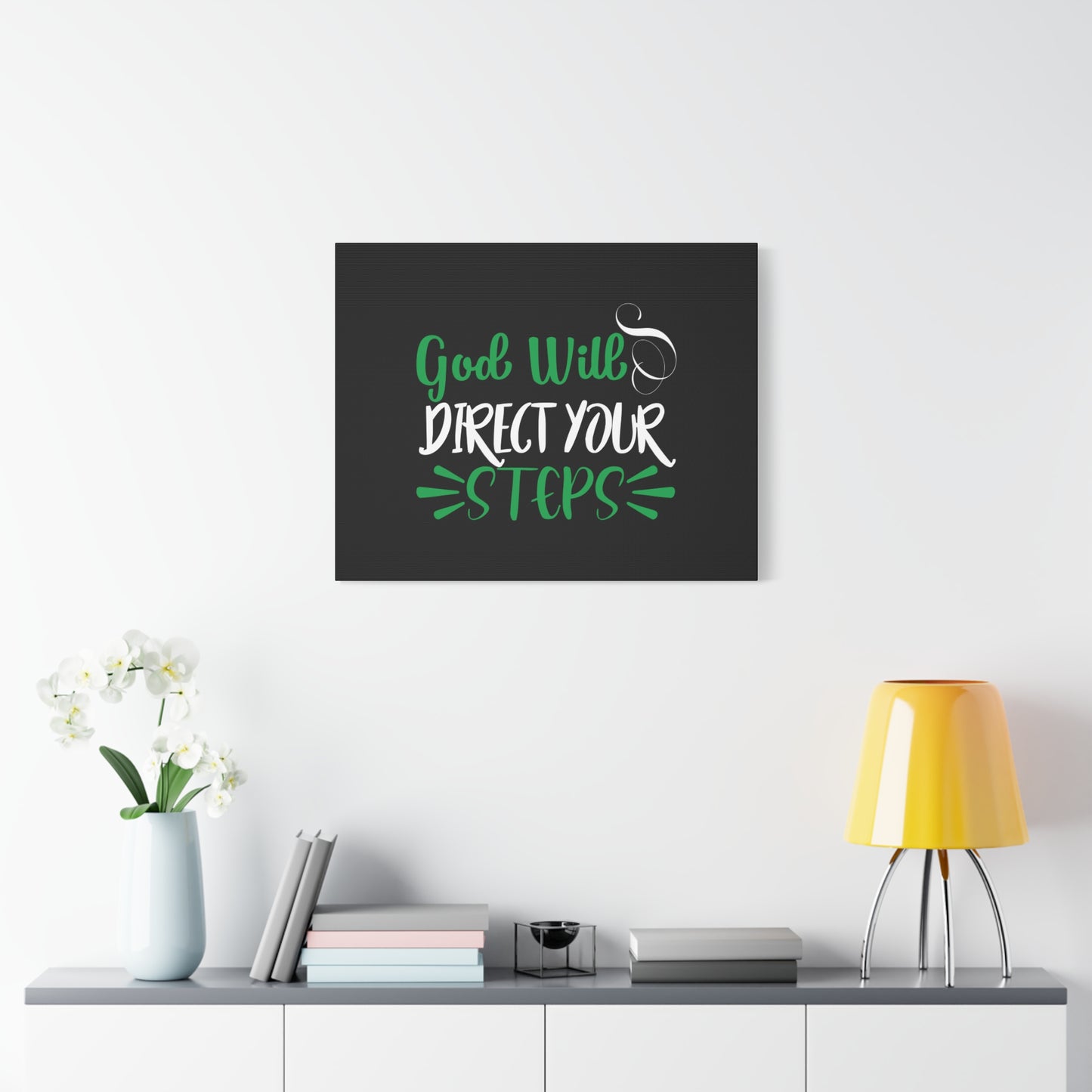 Scripture Canvas God Will Direct Your Steps Psalm 32:8 Christian Wall Art Bible Verse Print Ready to Hang
