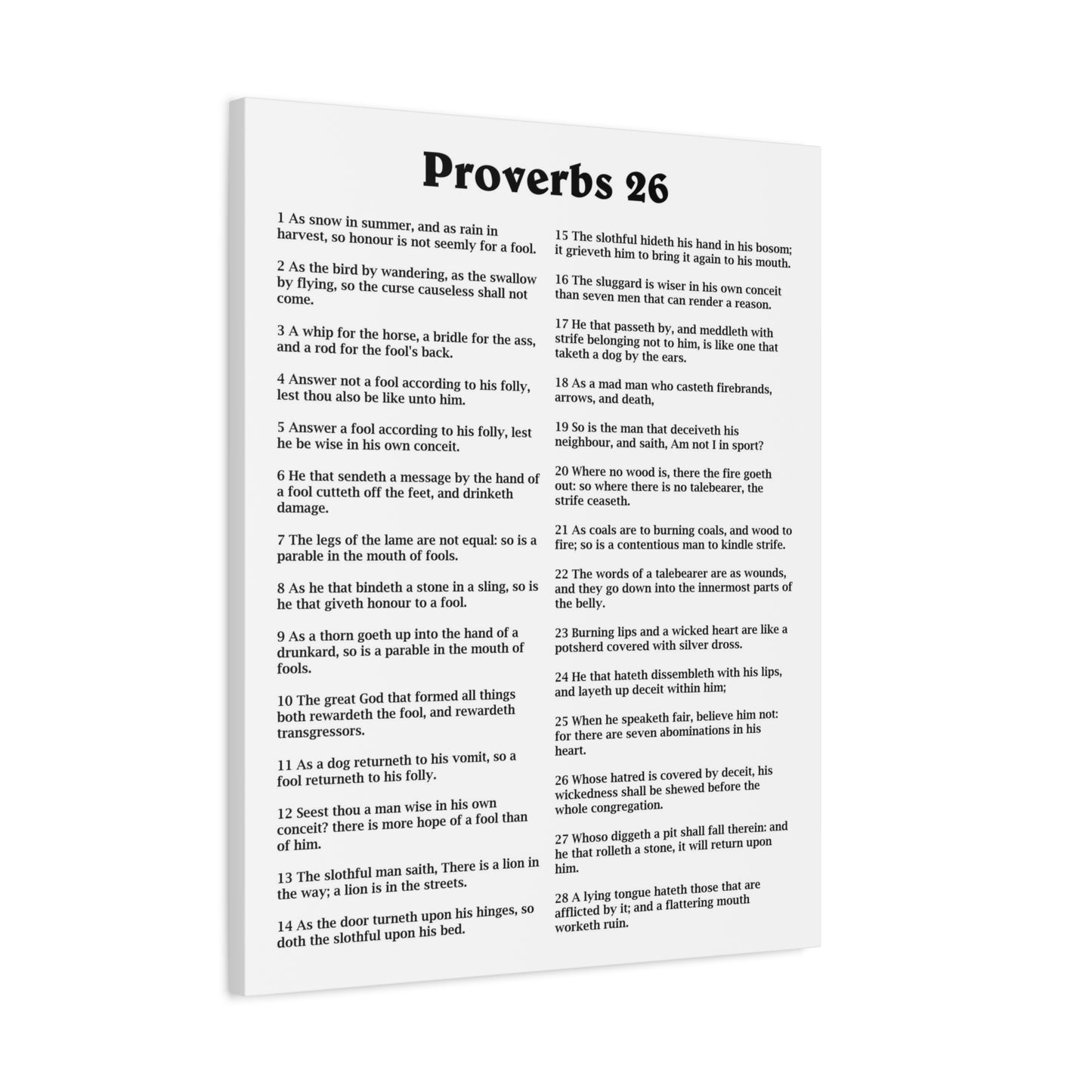 Scripture Walls Proverbs Chapter 26 White Bible Canvas Christian Wall Art Ready to Hang Unframed