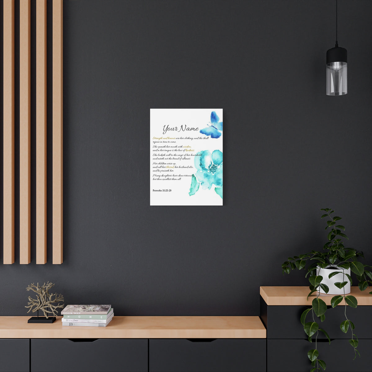 Scripture Walls Personalized She is Strong Proverbs 31:25-29 Bible Chapter Canvas Christian Wall Art Ready to Hang