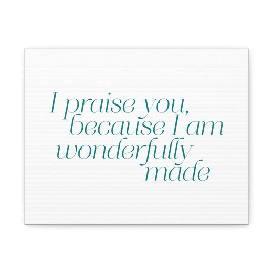 Wonderfully Made Light Blue Psalm 139:14 Bible Verse Canvas Christian Wall Art Ready to Hang