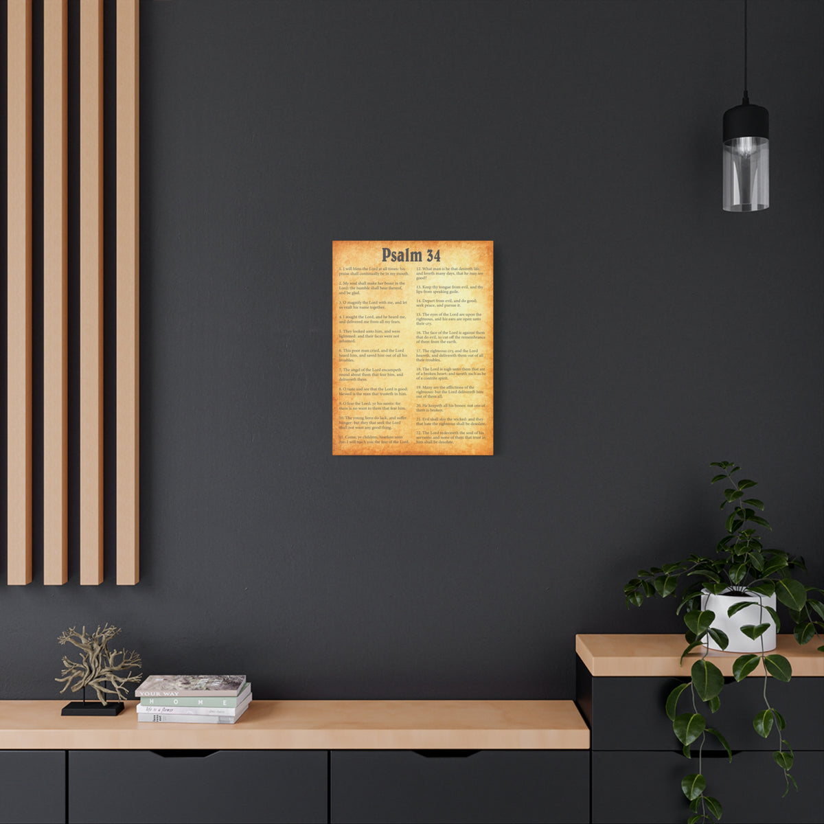 Scripture Walls Psalm 34 Gold Bible Chapter Canvas Christian Wall Art Ready to Hang