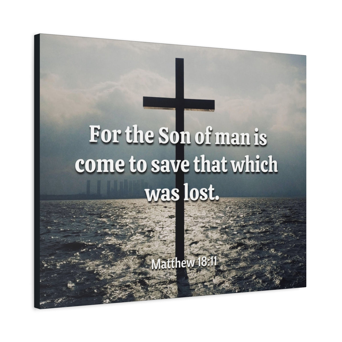 Scripture Canvas Christ Saves Matthew 18:11 Christian Wall Art Bible Verse Print Ready to Hang