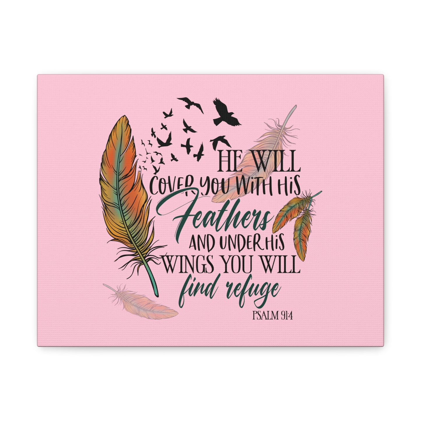 Under His Wings Psalm 19:4 Christian Wall Art Bible Verse Print Ready to Hang