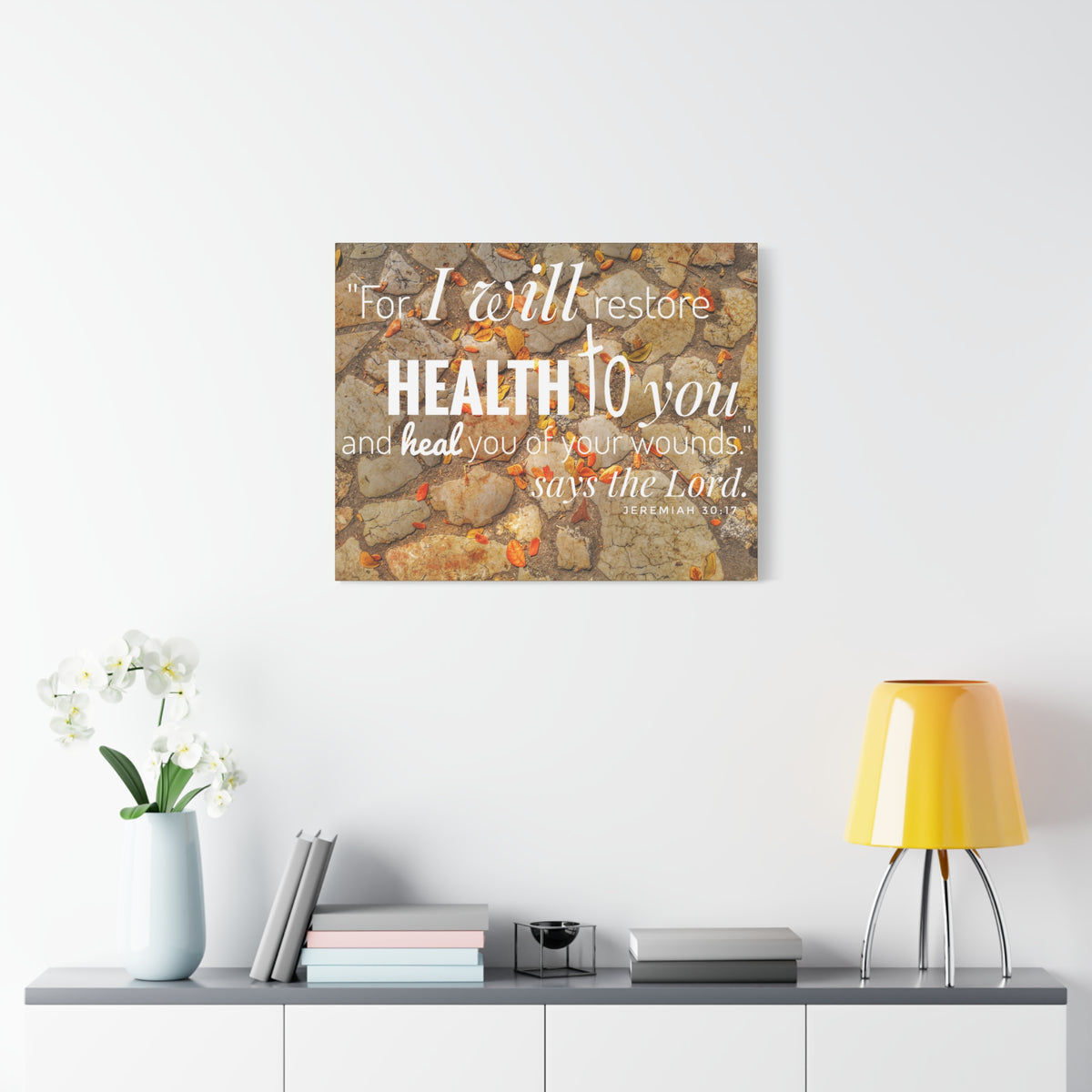 Scripture Canvas Health To You Jeremiah 30:17 Christian Wall Art Bible Verse Print Ready to Hang