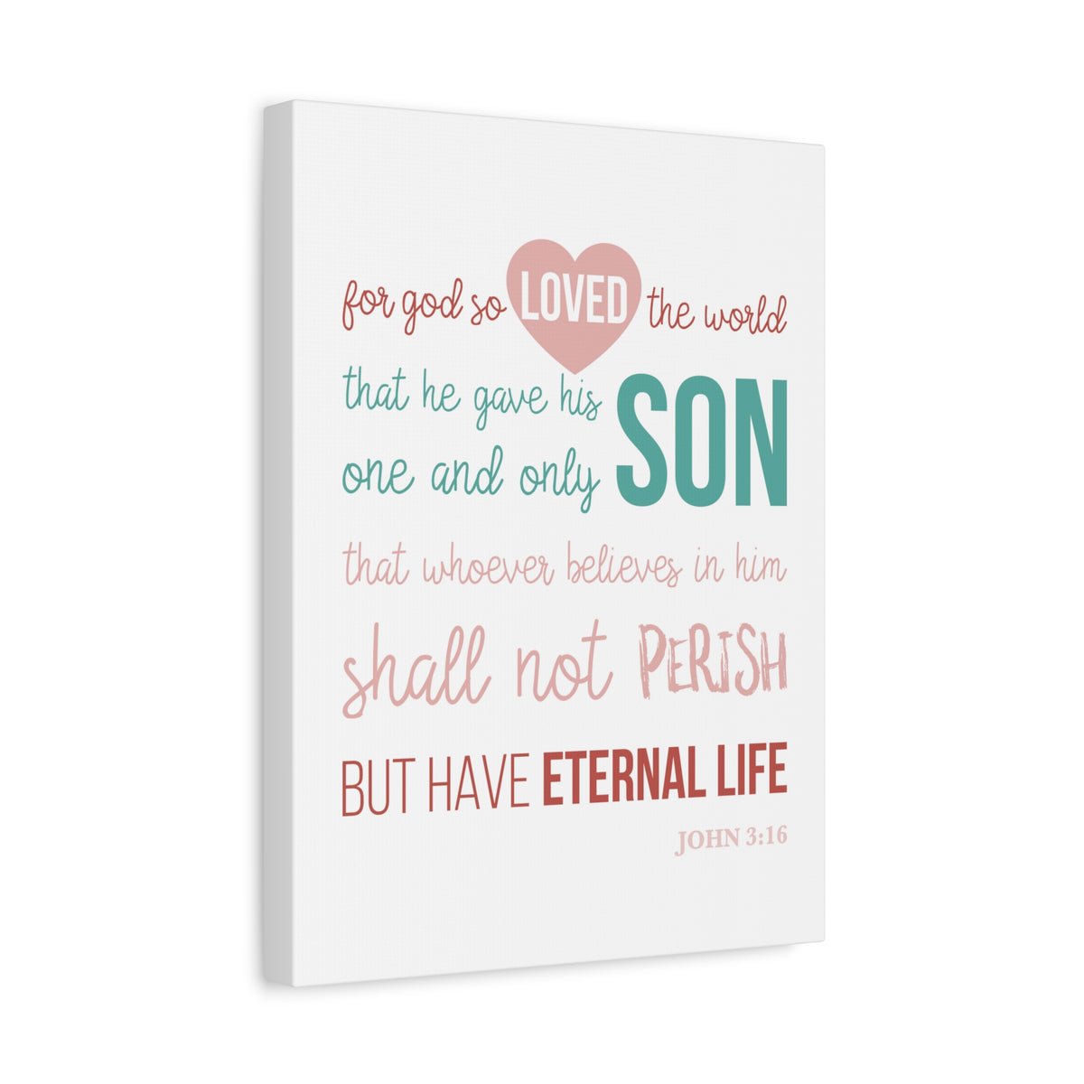 Scripture Canvas For God So Love John 3:16 Christian Wall Art Bible Verse Print Ready To Hang