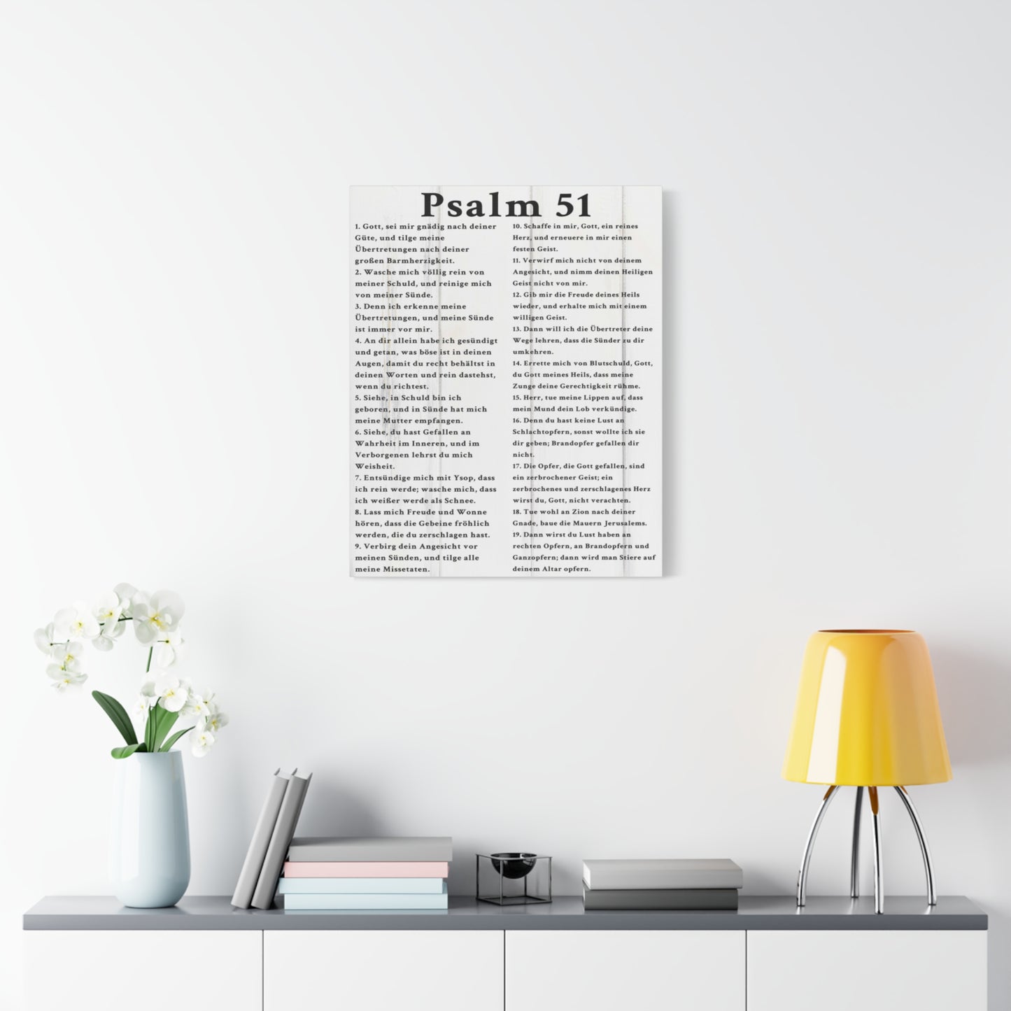 Scripture Walls Psalm 51 German White Bible Verse Canvas Christian Wall Art Ready to Hang Unframed
