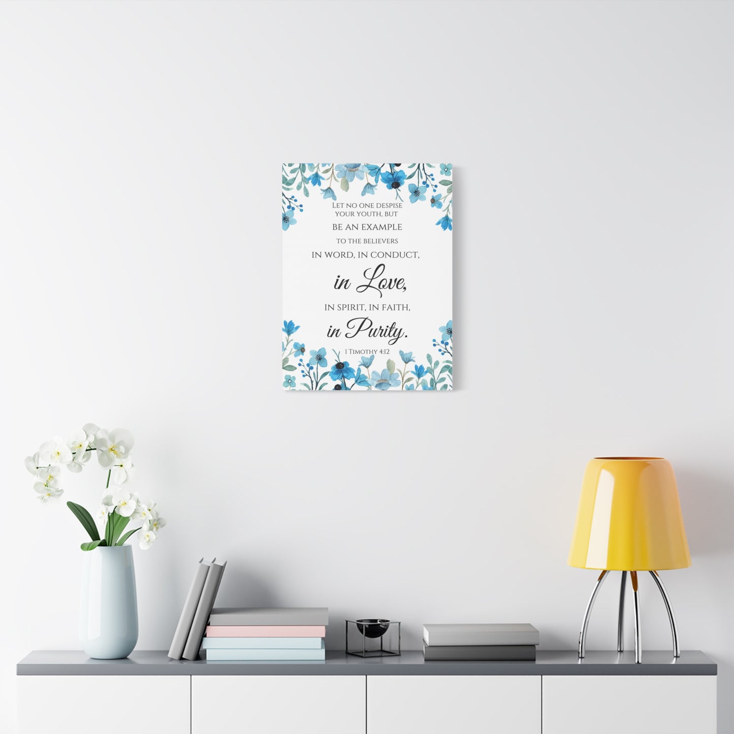 Scripture Walls 1 Timothy 4:12 Be An Example Flowers Bible Verse Canvas Christian Wall Art Ready to Hang Unframed
