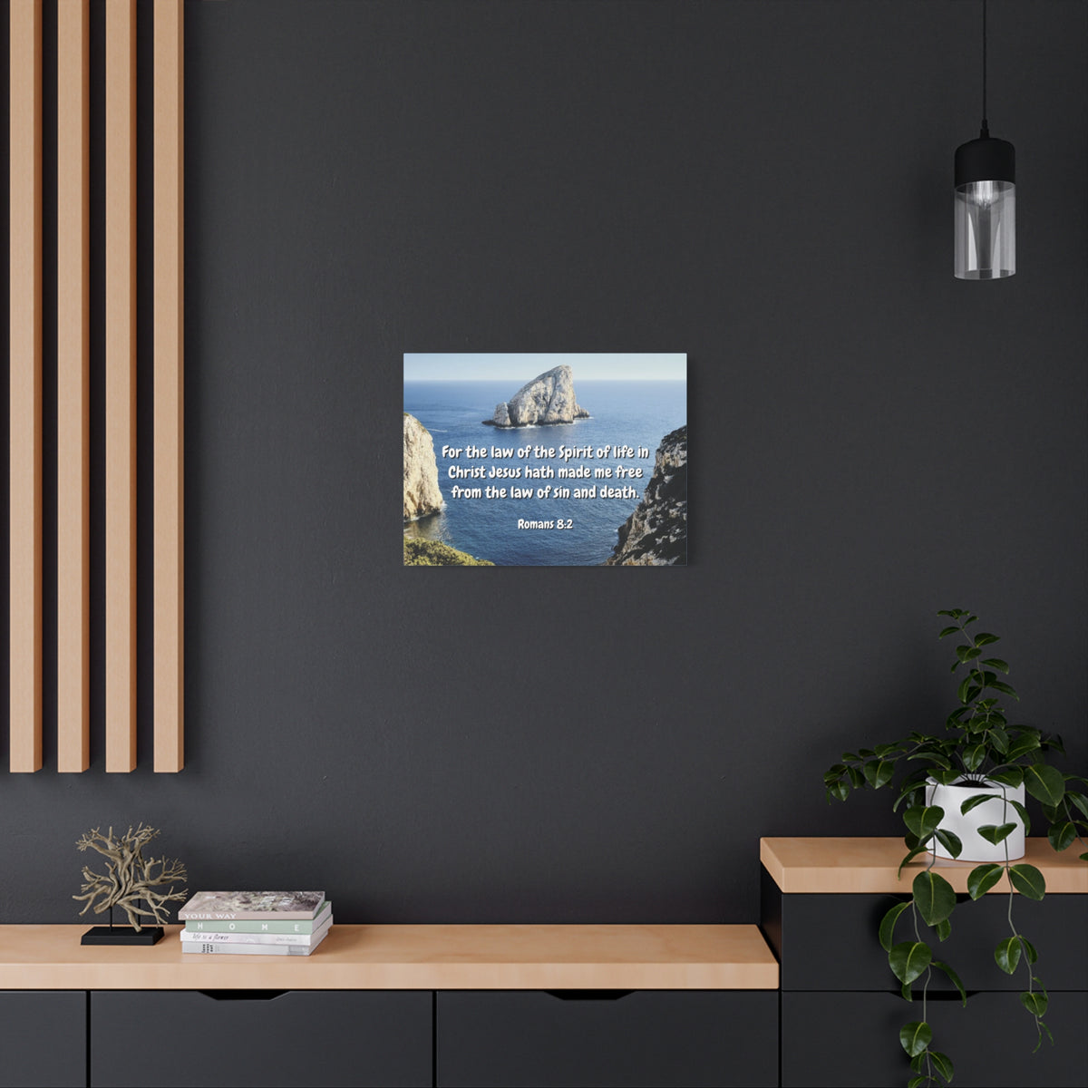 Scripture Canvas Spire Of Life Romans 8:2 Christian Wall Art Bible Verse Print Ready to Hang