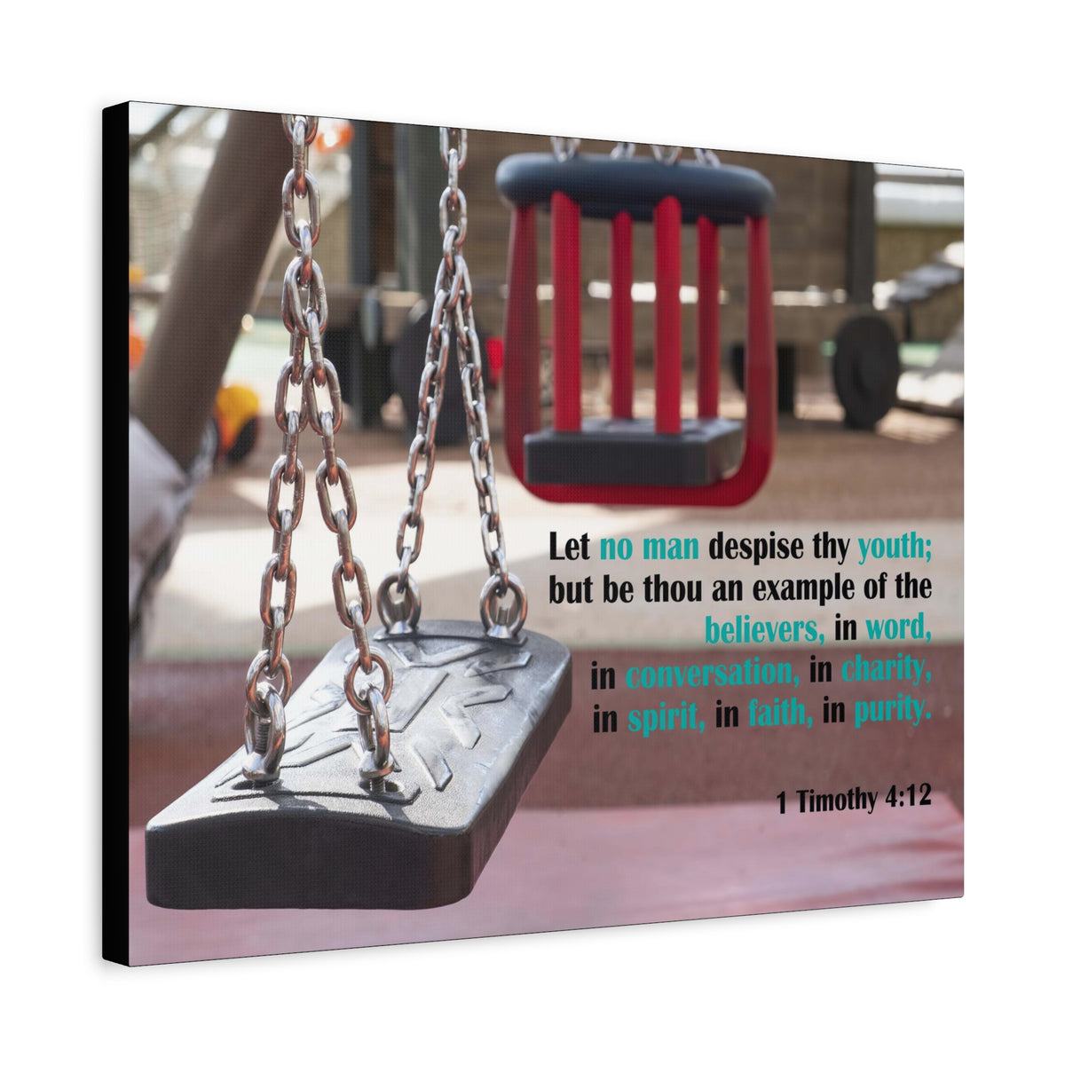 Scripture Canvas Example of the Believers 1 Timothy 4:12 Christian Wall Art Bible Verse Print Ready to Hang
