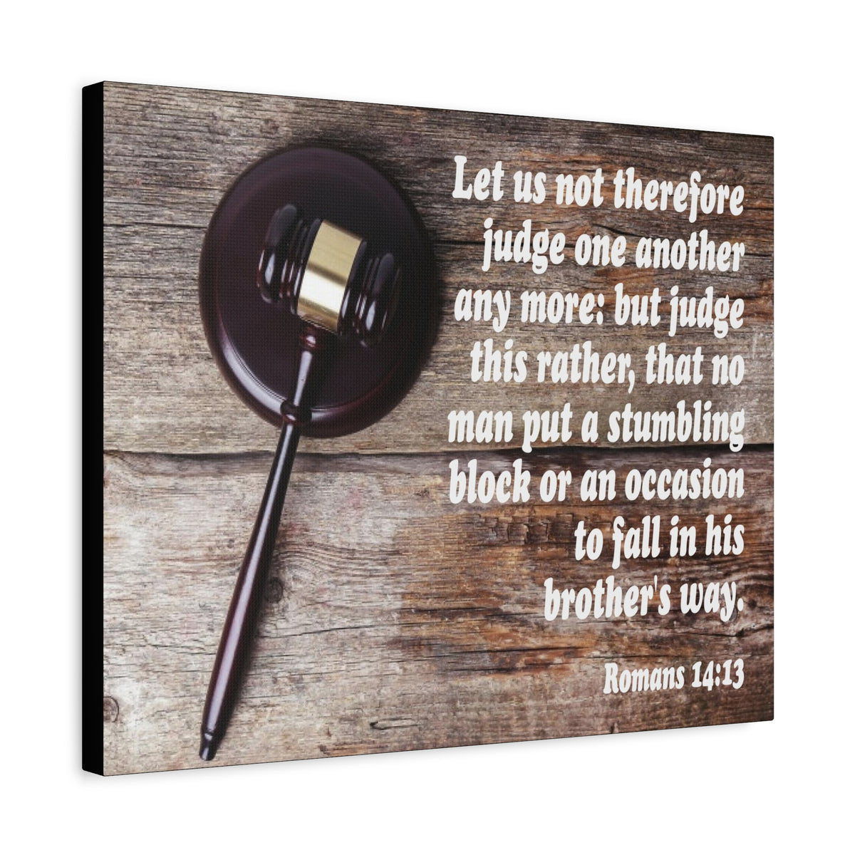 Scripture Canvas Not Judge One Another Romans 14:13 Christian Wall Art Bible Verse Print Ready to Hang