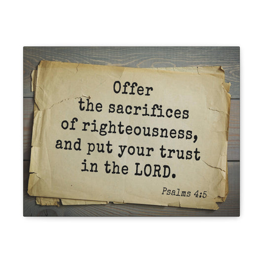Trust In The Lord Psalms 4:5 Bible Verse Canvas Christian Wall Art Bible Verse Print Ready To Hang