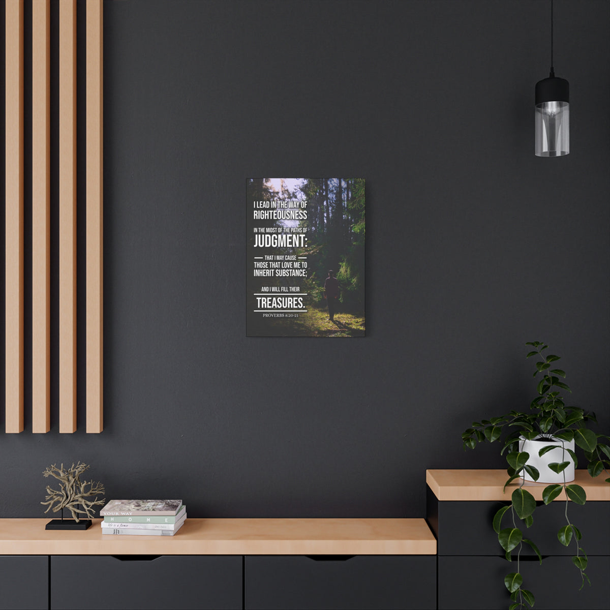 Scripture Canvas Paths of Judgment Proverbs 8:20‭-‬2 Christian Wall Art Bible Verse Print Ready to Hang