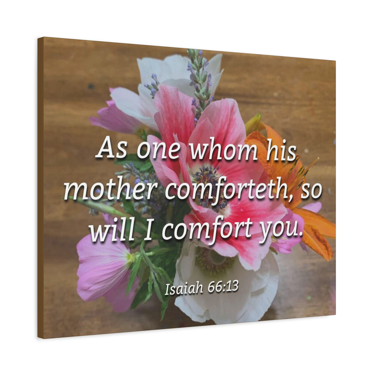 Scripture Canvas His Mother Comforteth Isaiah 66:13 Christian Wall Art Bible Verse Print Ready to Hang