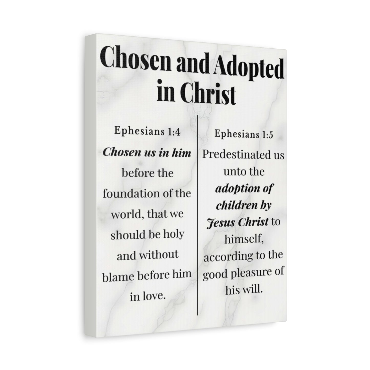 Scripture Walls Chosen and Adopted in Christ Ephesians 1:4-5 Bible Verse Canvas Christian Wall Art Ready to Hang Unframed