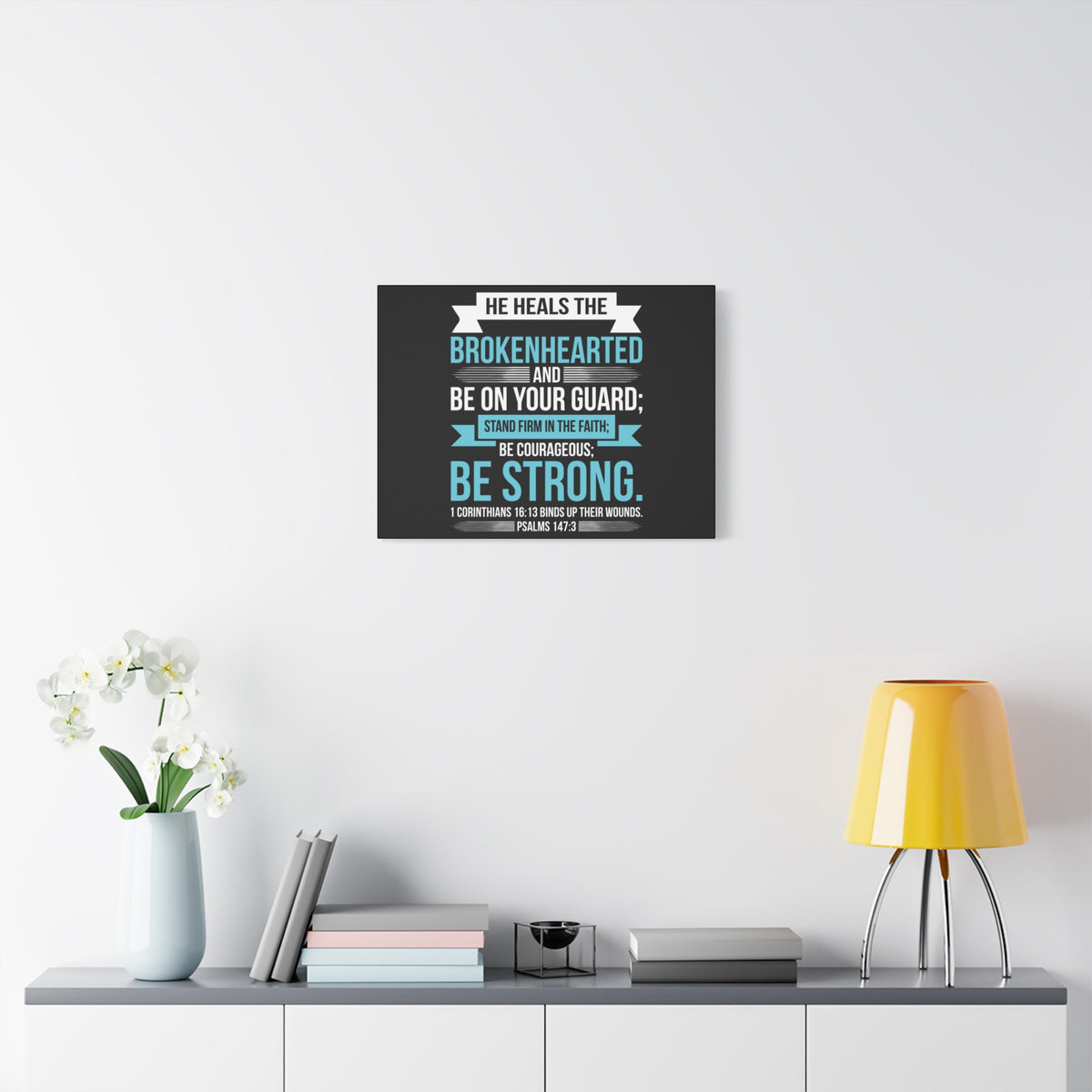 Scripture Canvas Be On Your Guard Psalms 147:3 Christian Wall Art Bible Verse Print Ready to Hang