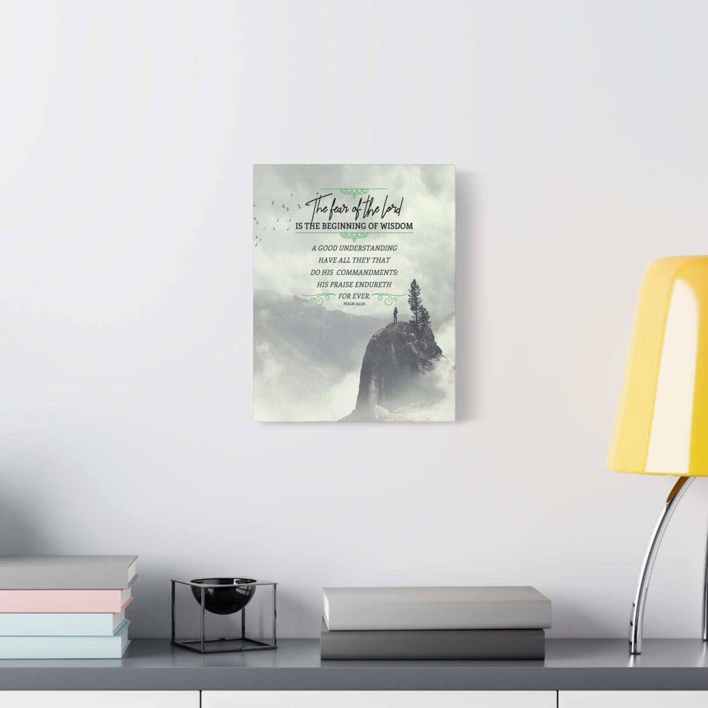 Scripture Canvas The Fear of The Lord Psalm 111:10 Christian Wall Art Bible Verse Print Ready to Hang