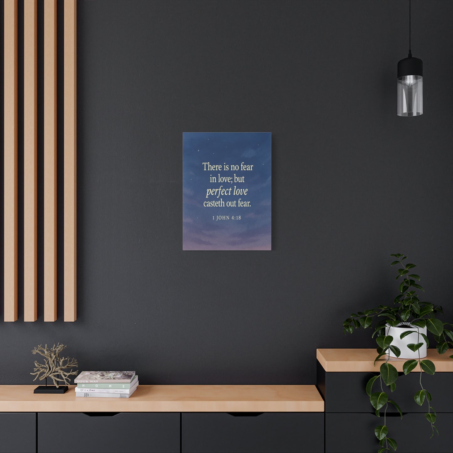Bible Verse Canvas 1 John 4:18 Christian Home Décor Wall Art Scripture Ready to Hang Faith Print