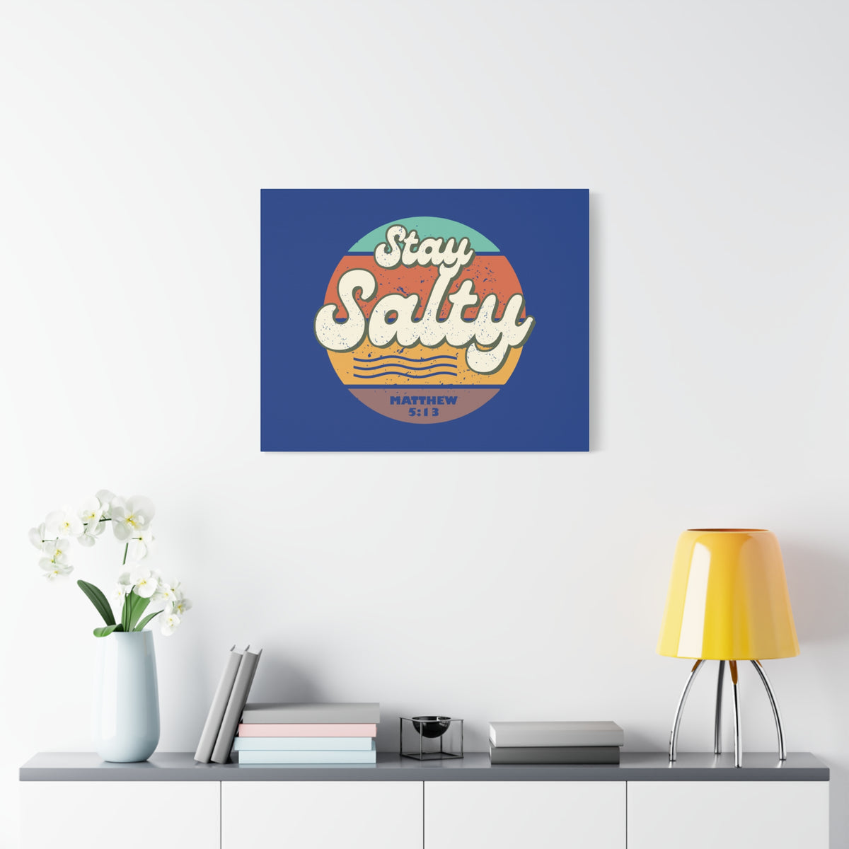 Scripture Canvas Stay Salty Matthew 5:13 Christian Wall Art Bible Verse Print Ready to Hang