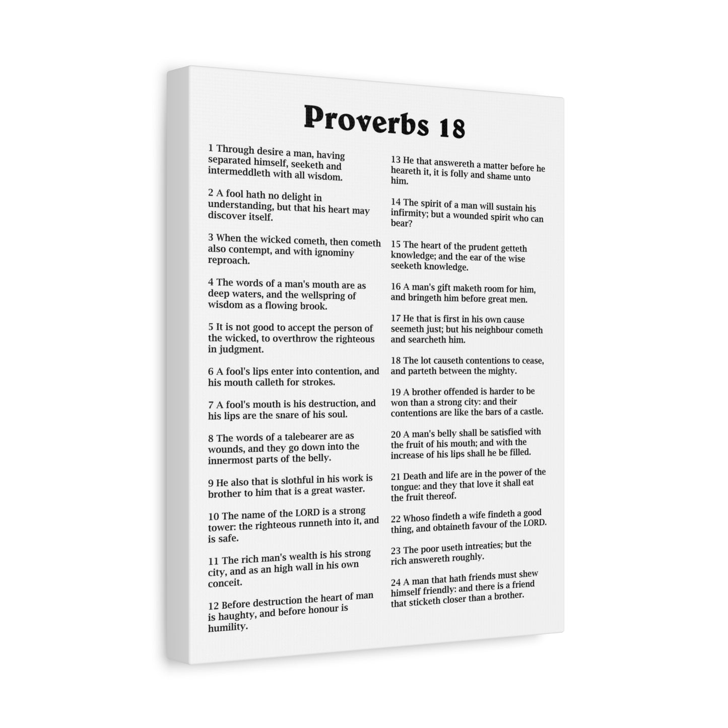 Scripture Walls Proverbs Chapter 18 White Bible Canvas Christian Wall Art Ready to Hang Unframed