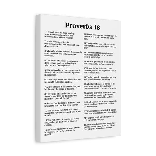 Scripture Walls Proverbs Chapter 18 White Bible Canvas Christian Wall Art Ready to Hang Unframed