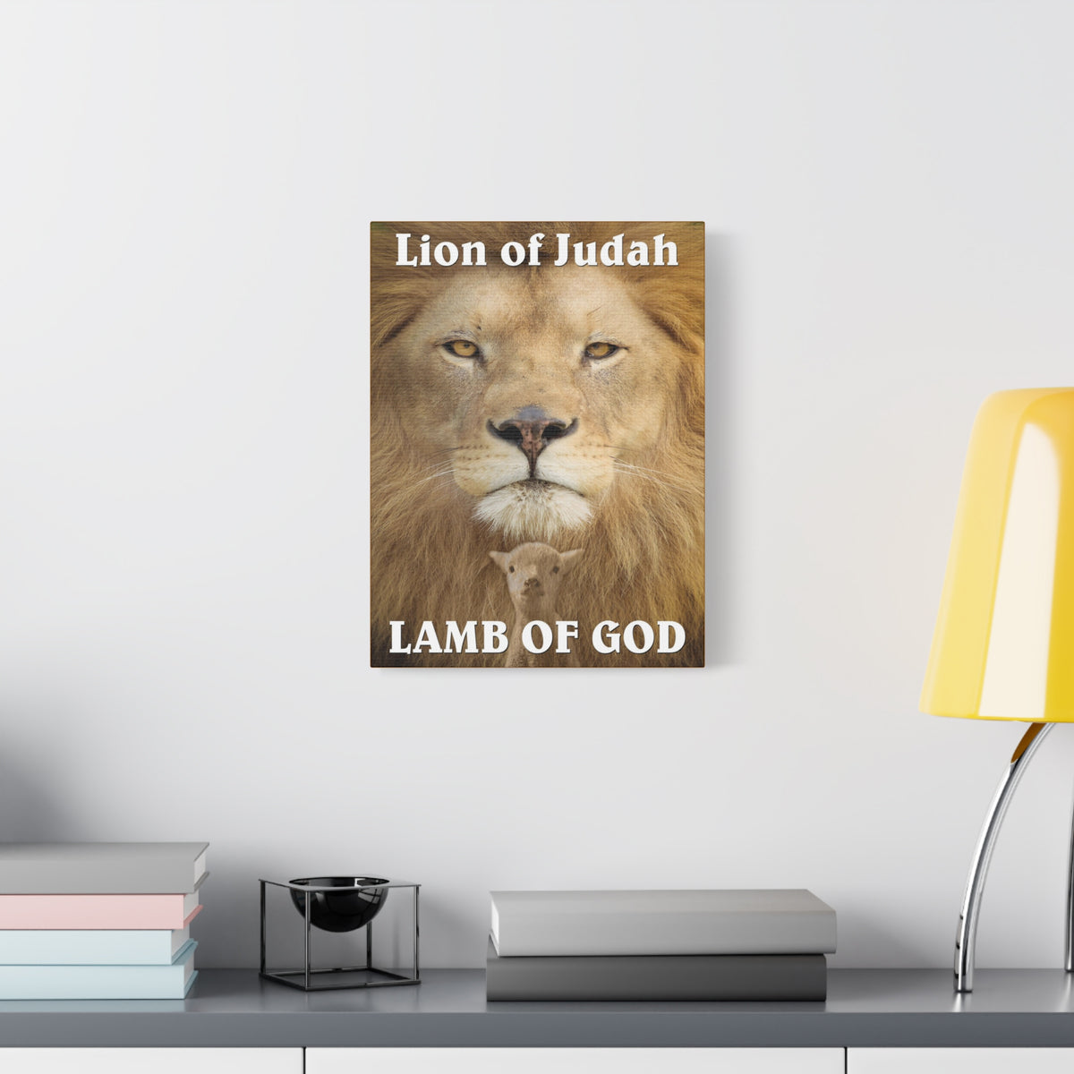 Scripture Canvas Lion of Judah Lamb of God Christian Wall Art Bible Verse Print Ready to Hang