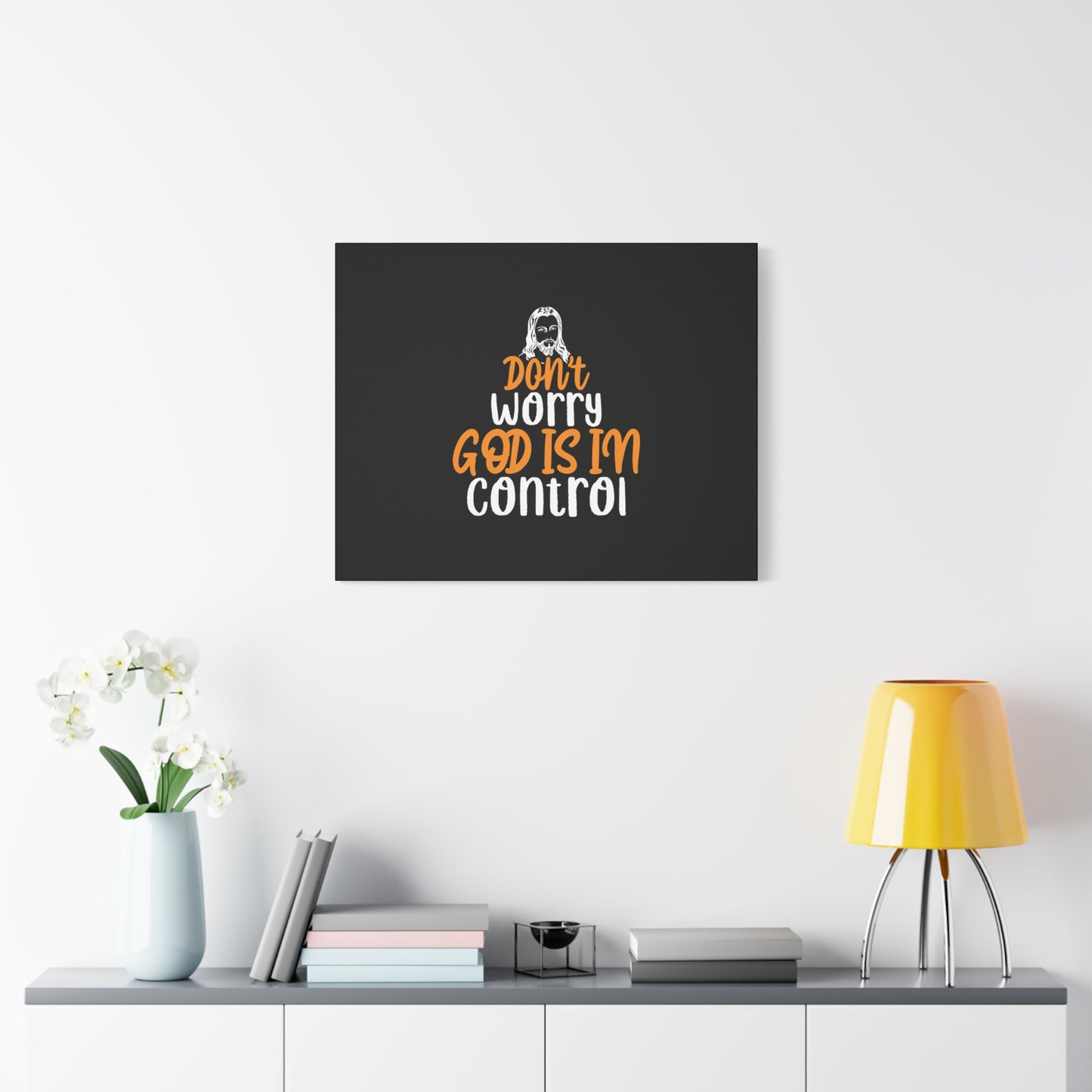 Scripture Canvas God Is In Control Psalm 118:6 Black Christian Wall Art Bible Verse Print Ready to Hang