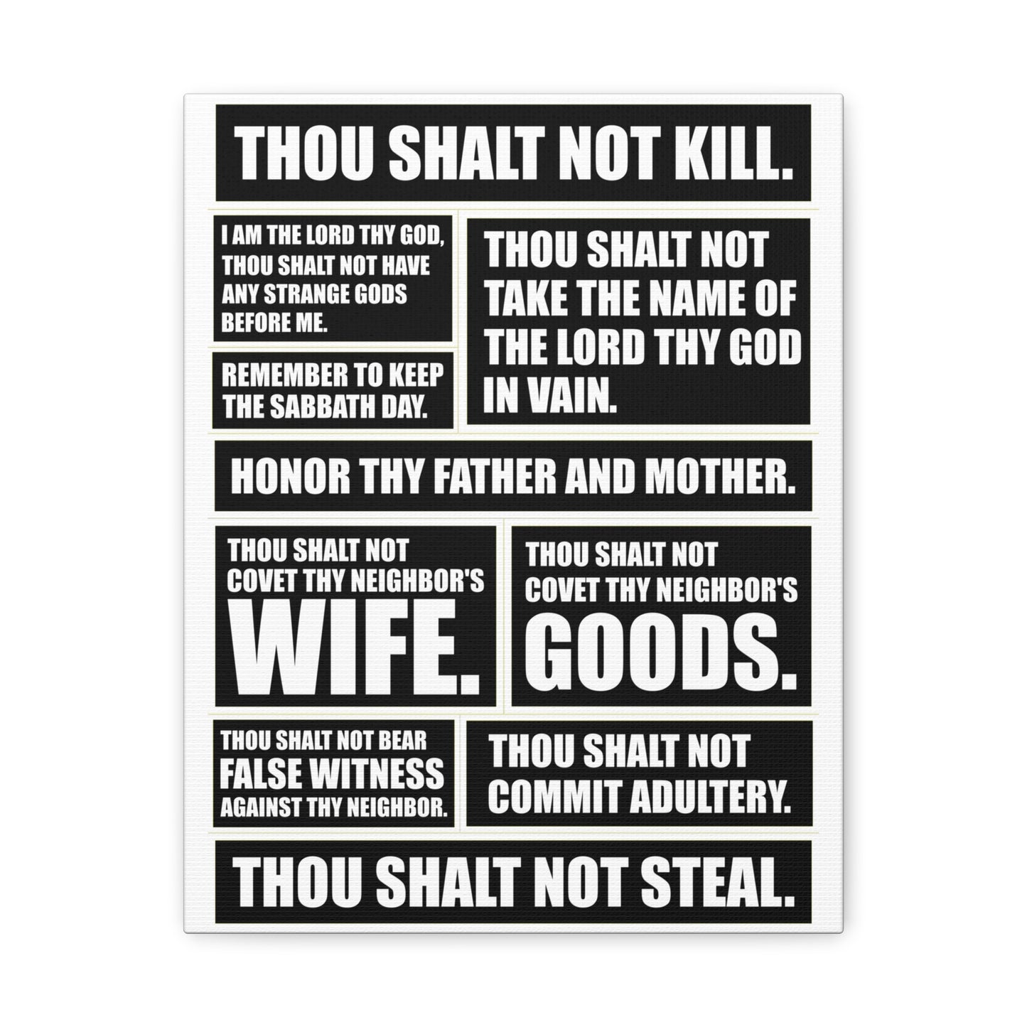 The Ten Commandments Deuteronomy 4:13 Christian Wall Art Print Ready to Hang