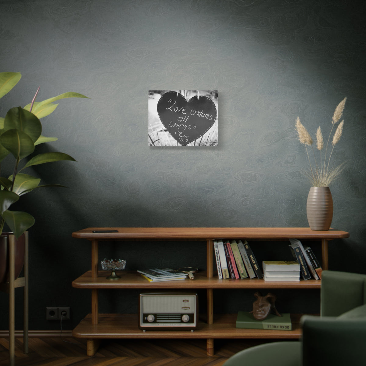 Scripture Canvas Love Endures 1 Cor 13:7 Christian Wall Art Bible Verse Print Ready to Hang