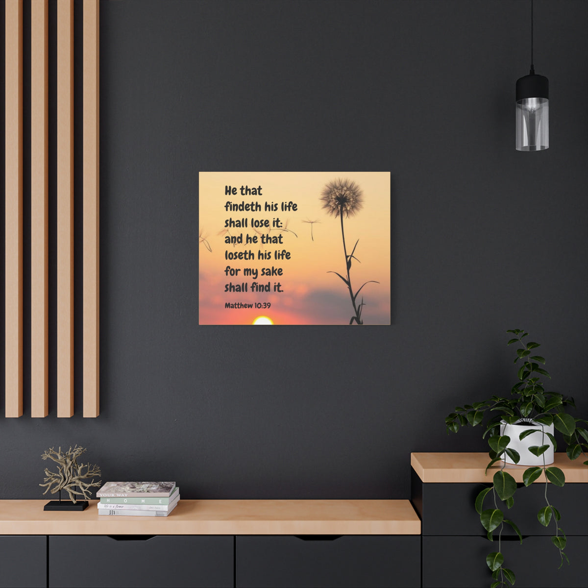 Scripture Canvas Life Matthew 10:39 Christian Wall Art Bible Verse Print Ready to Hang